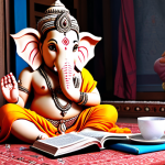 ** A student engrossed in Hindi learning materials (textbook, online course on a laptop), surrounded by Indian cultural elements (e.g., a small Ganesha statue, Indian fabrics).  The scene should convey the initial steps of learning Hindi: grammar, vocabulary, reading.

**