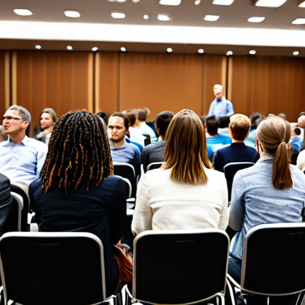 Audience Analysis**

*Prompt:* A diverse group of people attentively listening to a speaker. Focus on varied expressions and engagement. Background: A conference room or lecture hall setting. Keywords: attentive, engaged, professional, learning environment, audience, diversity. Quality modifiers: realistic, high resolution, detailed.

**