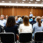 Audience Analysis**

*Prompt:* A diverse group of people attentively listening to a speaker. Focus on varied expressions and engagement. Background: A conference room or lecture hall setting. Keywords: attentive, engaged, professional, learning environment, audience, diversity. Quality modifiers: realistic, high resolution, detailed.

**