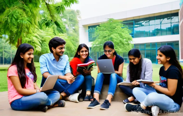 힌디어로 유학 가기 - **Prompt 1: Dynamic Campus Life at an Indian University**
"A vibrant, wide-angle shot of a diver...