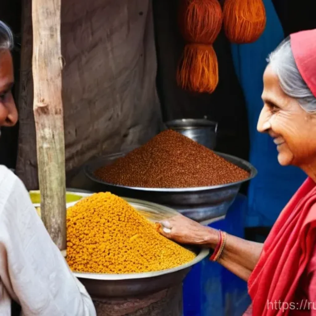 힌디어 일상 표현 익히기 - **Prompt: Heartfelt Namaste in a Vibrant Indian Market**
    "A wide-shot, eye-level perspective of ...
