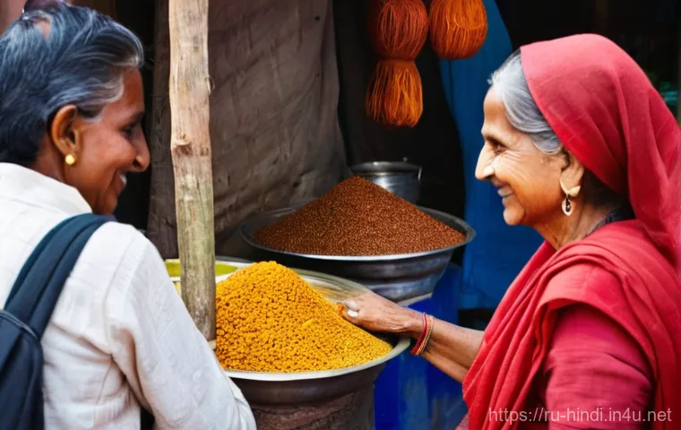 힌디어 일상 표현 익히기 - **Prompt: Heartfelt Namaste in a Vibrant Indian Market**
"A wide-shot, eye-level perspective of ...