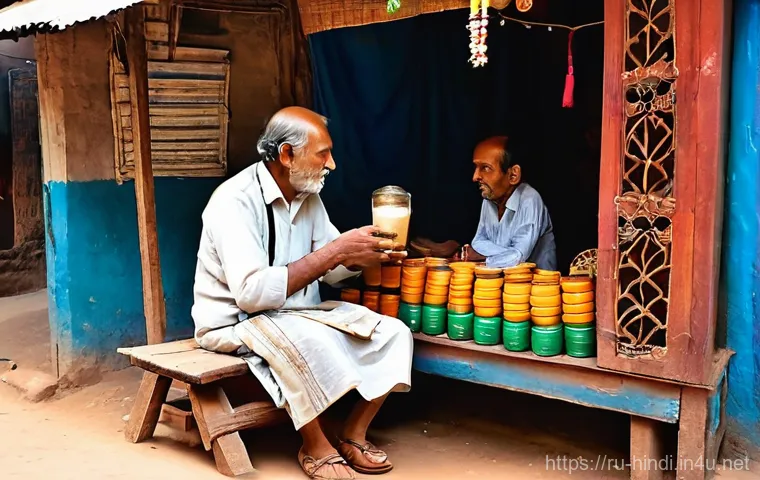 힌디어 일상 표현 익히기 - **Prompt: Lively Bargaining and Culinary Delights at a Street Food Stall**
    "A dynamic, medium-cl...