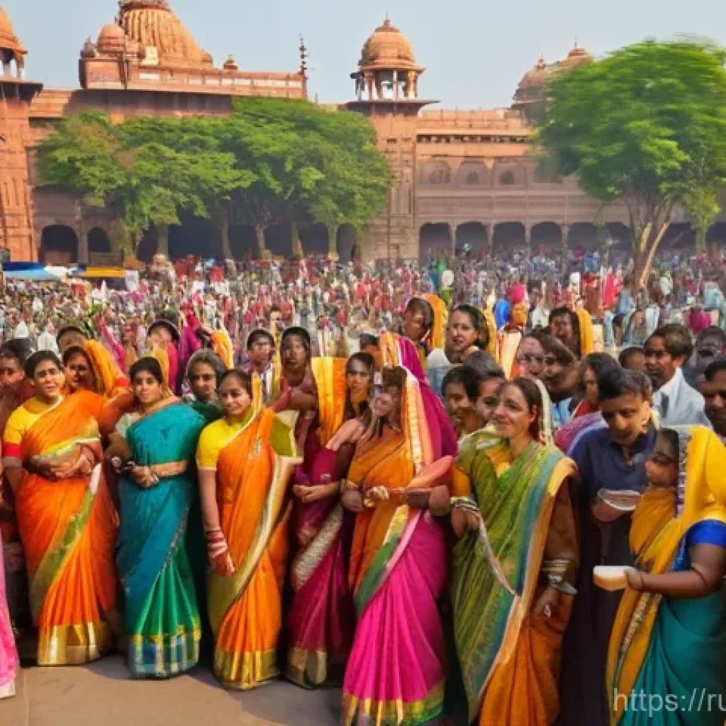 힌디어와 정치 - **Prompt:** A vibrant and joyous scene depicting India's incredible linguistic diversity as a gift. ...